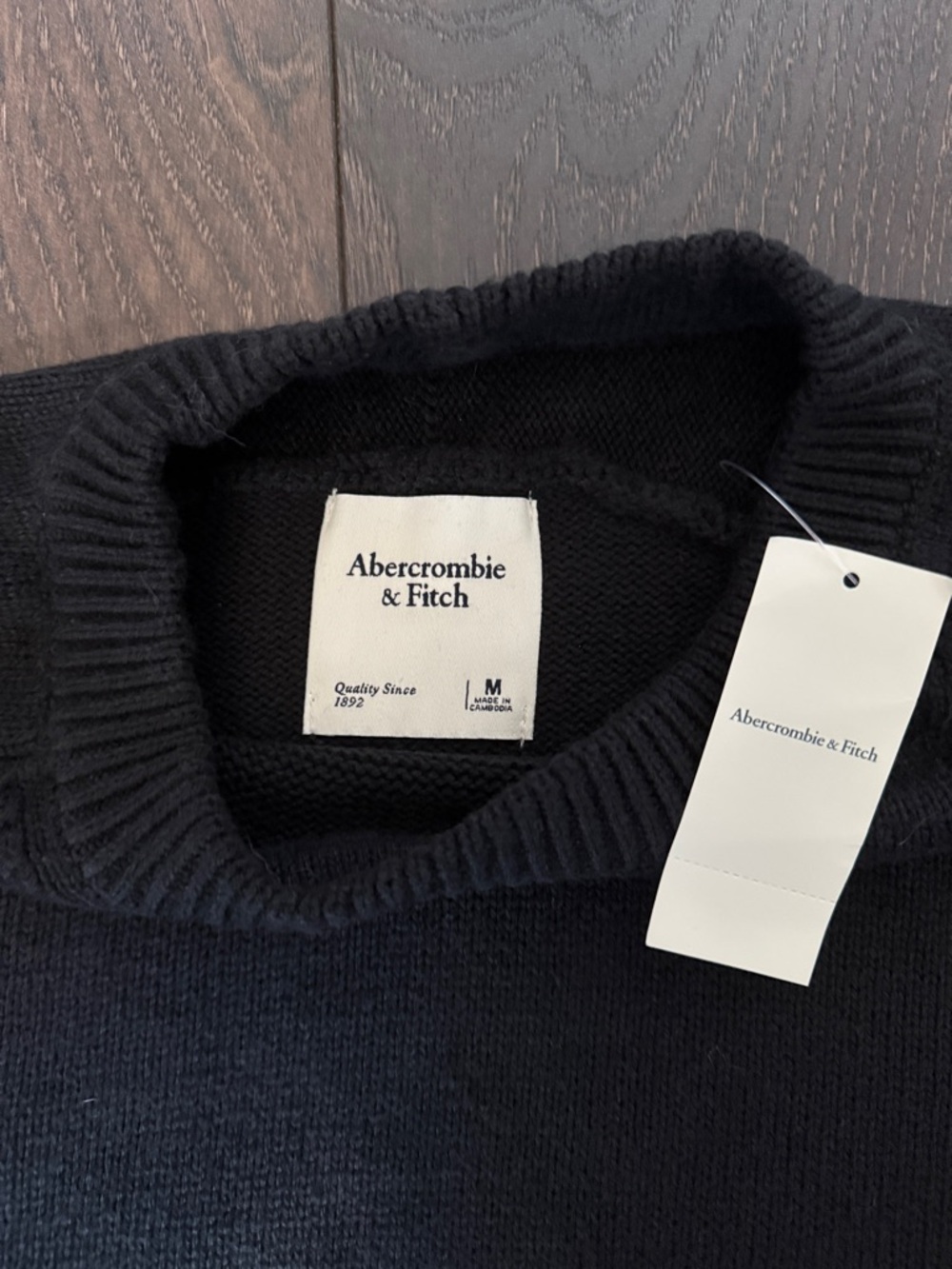 A&F Madeline Cotton Blend Crew Sweater in Black - Picture 2 of 5